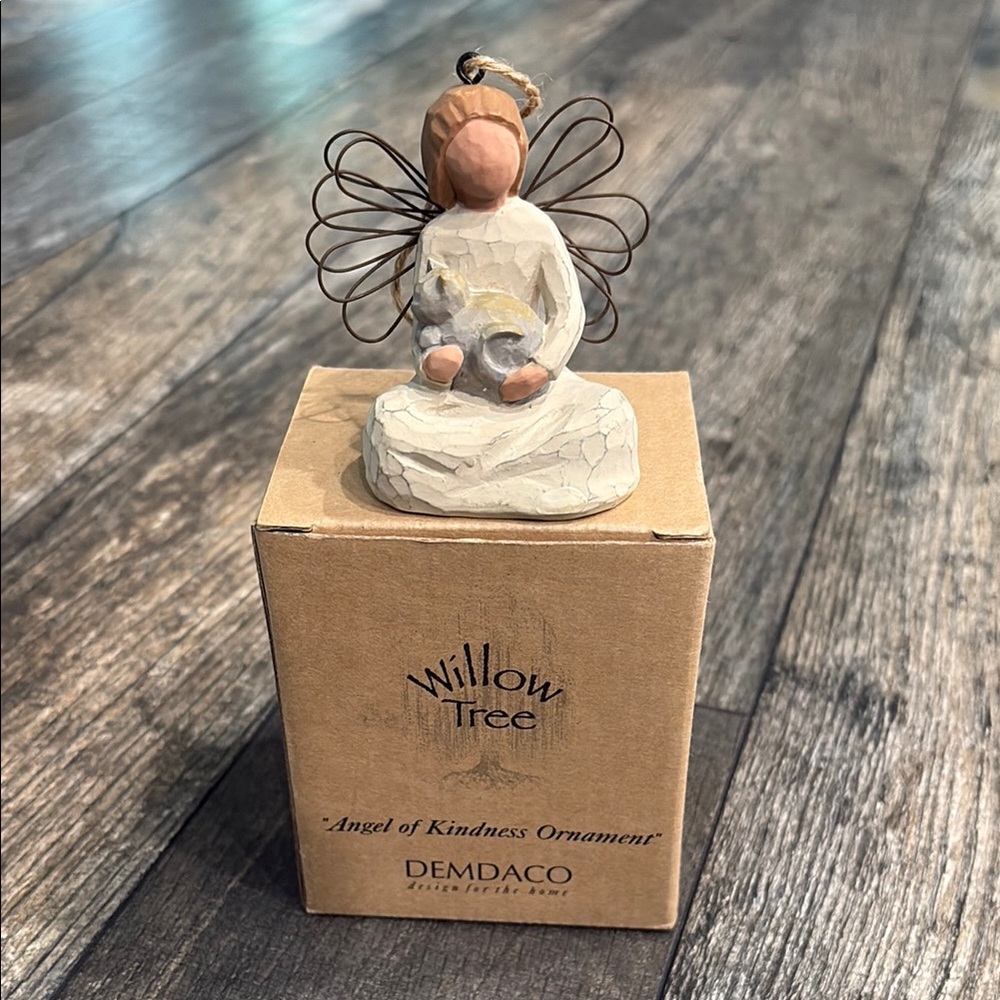 Willow Tree “Angel of kindness” ornament holding a cat